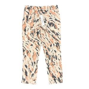 Tribal Sandstorm Animal Print Capri Pants Women 8 Peach Black Stretched Crop NEW